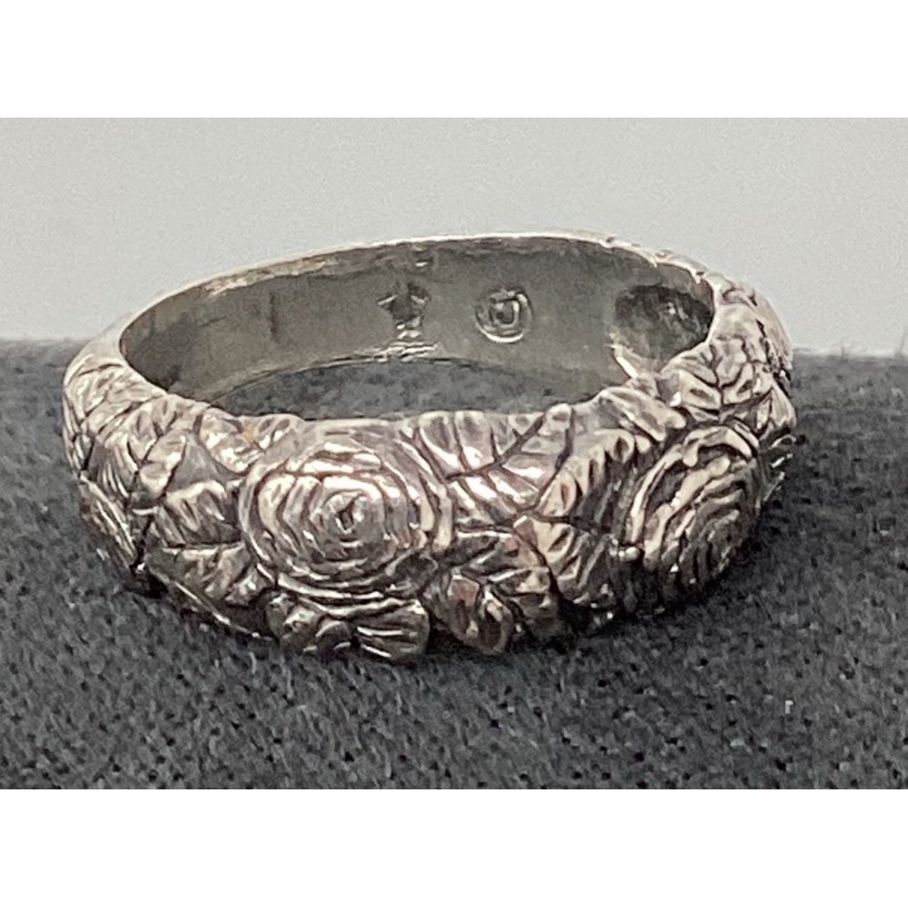 Sterling Silver Rose Leaf Band Ring Size 6 4.44 Gram Sterling Silver Floral Ring